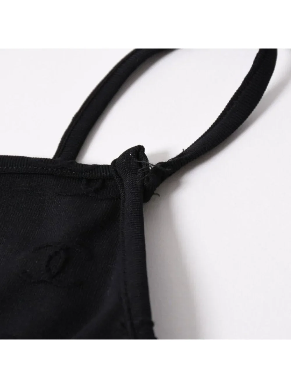 Chanel Camisole Jumpsuit CC Logo Nylon Spandex Black 40
